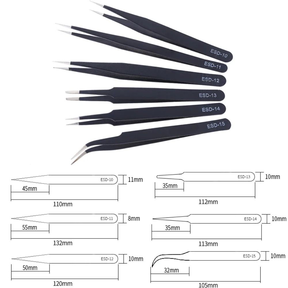 6 stks Precisie Pincet Set ESD - Electronics Repair Tools recensie en prijs